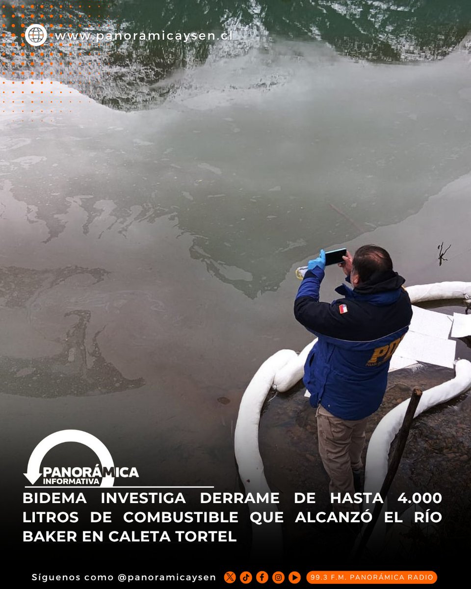 PanoramicAysen's tweet photo. 🟠 BIDEMA INVESTIGA DERRAME DE HASTA 4.000 LITROS DE COMBUSTIBLE QUE ALCANZÓ EL RÍO BAKER EN CALETA TORTEL.
Nota Completa en https://t.co/A9ZBtCe4B5 https://t.co/PJKi9cOhMd