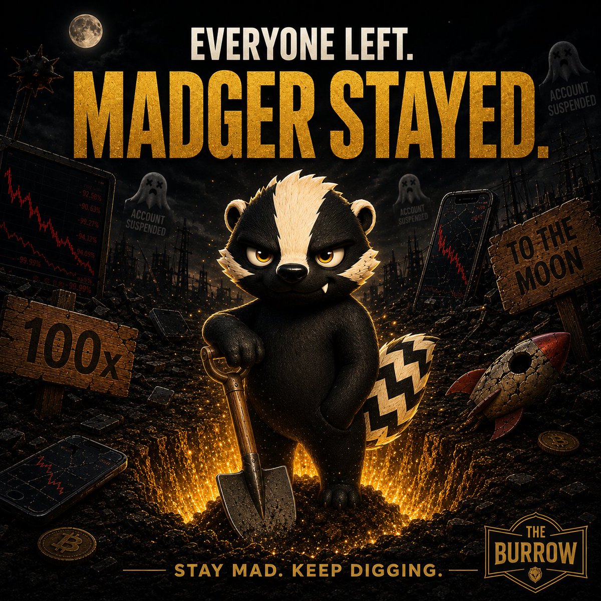 BAKI3107's tweet photo. Everyone left.
Madger stayed.

STAY MAD. 🦡

@MadgerCoin
#MadgerMemeContest https://t.co/XL6jdxv2zz