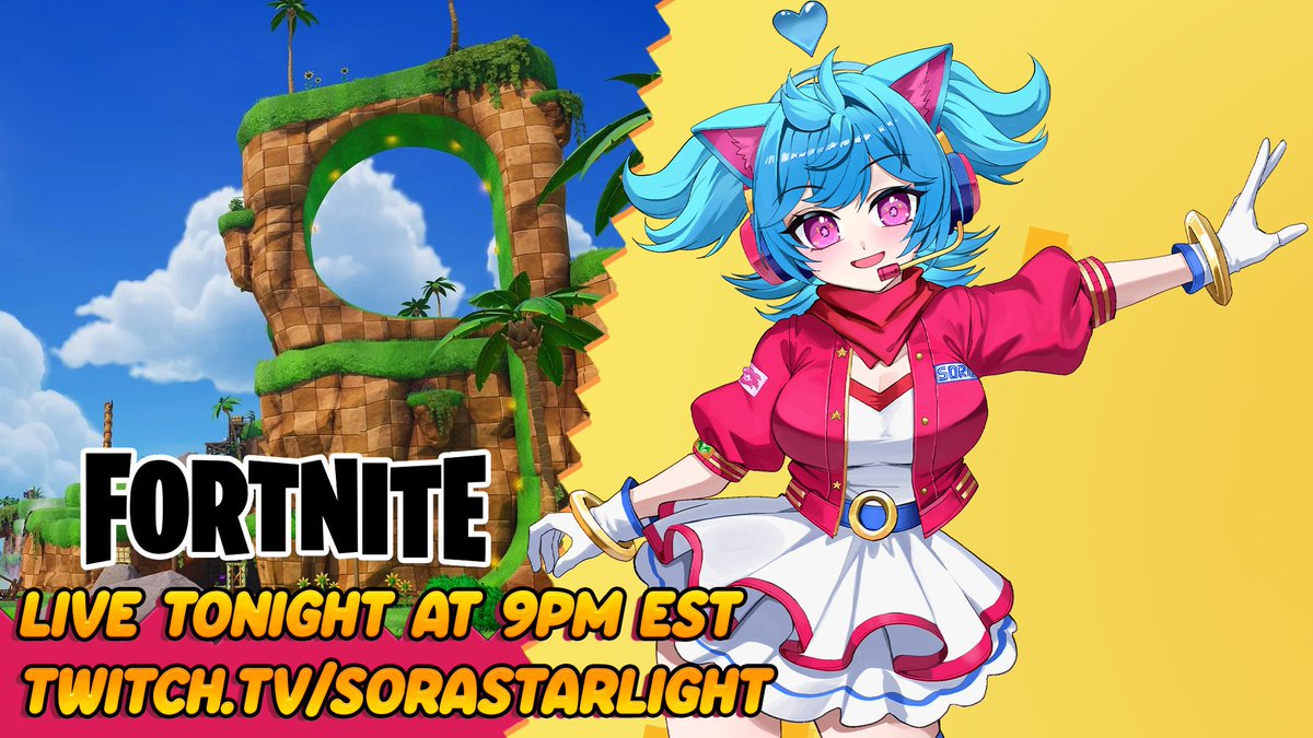 SoraStarlightVT's tweet photo. 🌟 Gotta go FAST tonight!! 🌟

We’re jumping back into FORTNITE and checking out the Sonic collab! 💙Hang out and watch me probably get sent back to the lobby repeatedly~

🎮 LIVE TONIGHT @ 9PM EST ⭐ 

#Fortnite #SonicTheHedgehog #VTuber #ENVtuber #VTuberEN https://t.co/WVud9s3wyh