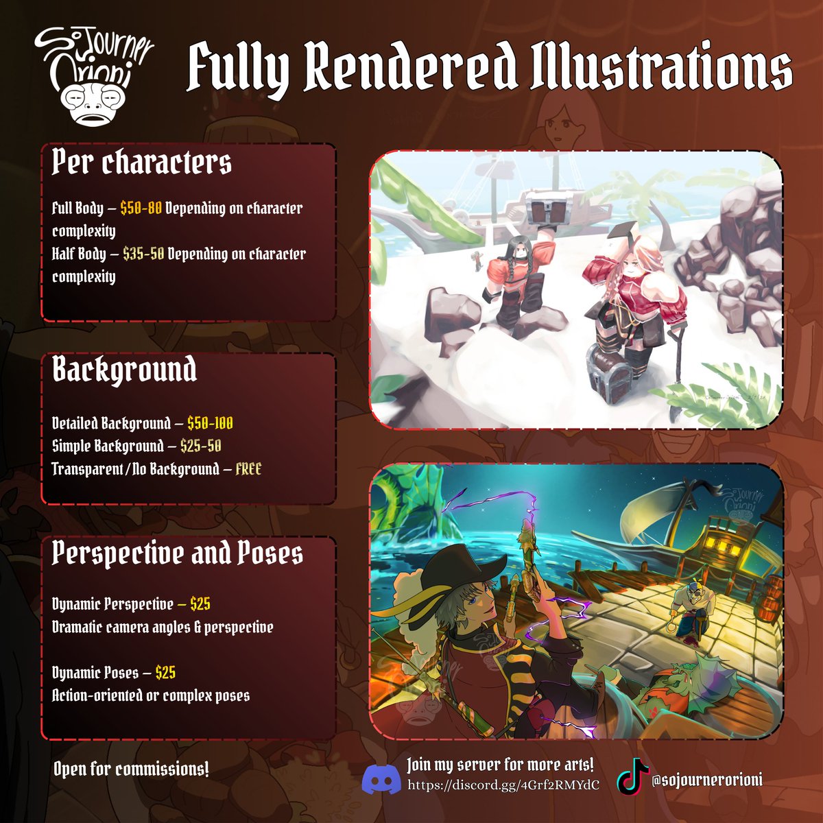 SojournerOrioni's tweet photo. Open for Art commission!

Join my discord! https://t.co/JhYykEQShN

#Roblox #RELLSeas #robloxart #art #artcommission https://t.co/29c5WyDiRE