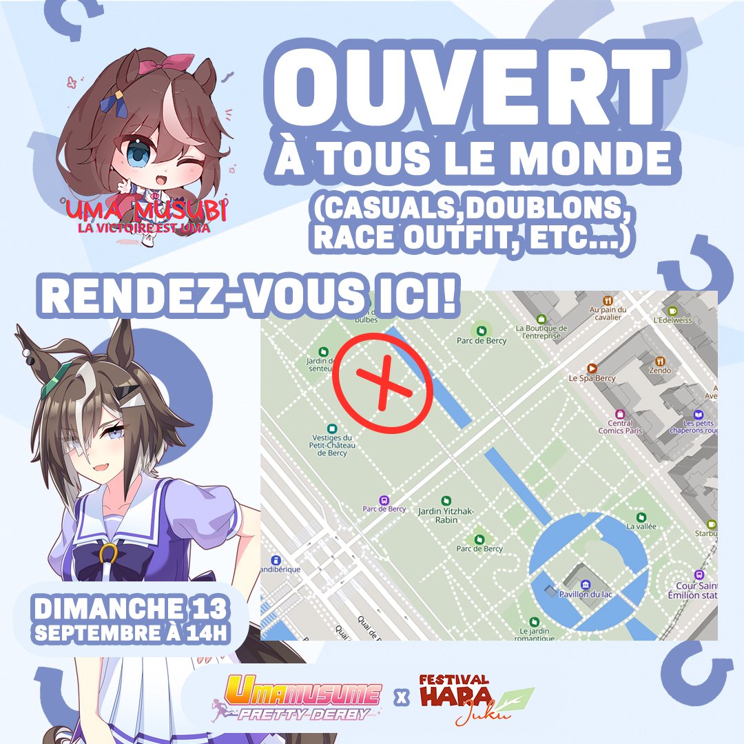 UmaMusubiFR's tweet photo. Bonjour à tous !

L'association organise un rassemblement le dimanche 13 septembre 2026 à Bercy durant la Harajuku !

Un plaisir de vous voir ! https://t.co/6PxOOMQUkn