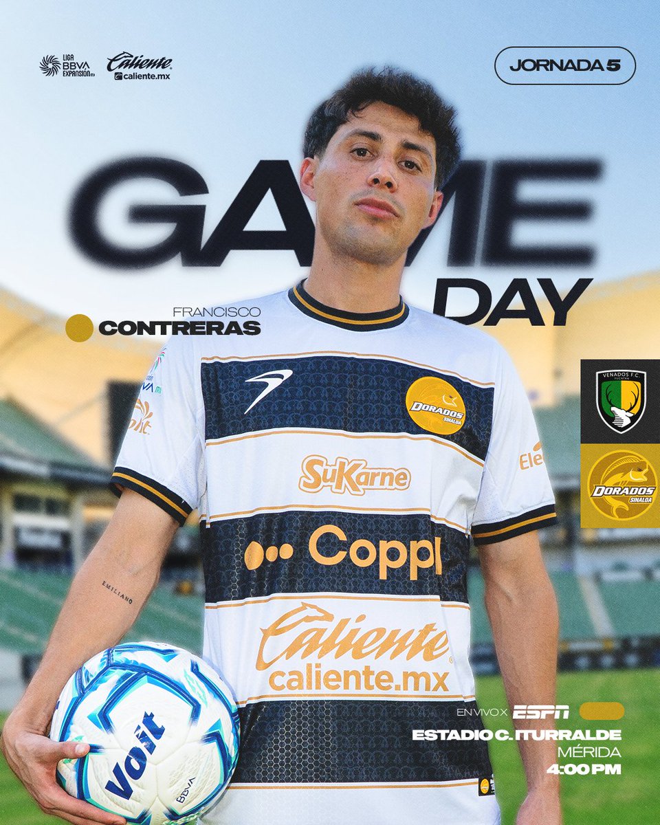 Dorados's tweet photo. Jugaremos en Mérida por los 3 puntos ‼️

📊 Con un triunfo y dos empates, buscaremos continuar sumando en el Apertura 2026. 

❤️‍🔥 Regresamos a la primera cancha donde defendimos este escudo, algunos agostos después.

🆚 @venadosfc 
🏟️ Carlos Iturralde 
⏰ 4:00 pm (SIN)
📺 ESPN https://t.co/U7ItEbF6ih