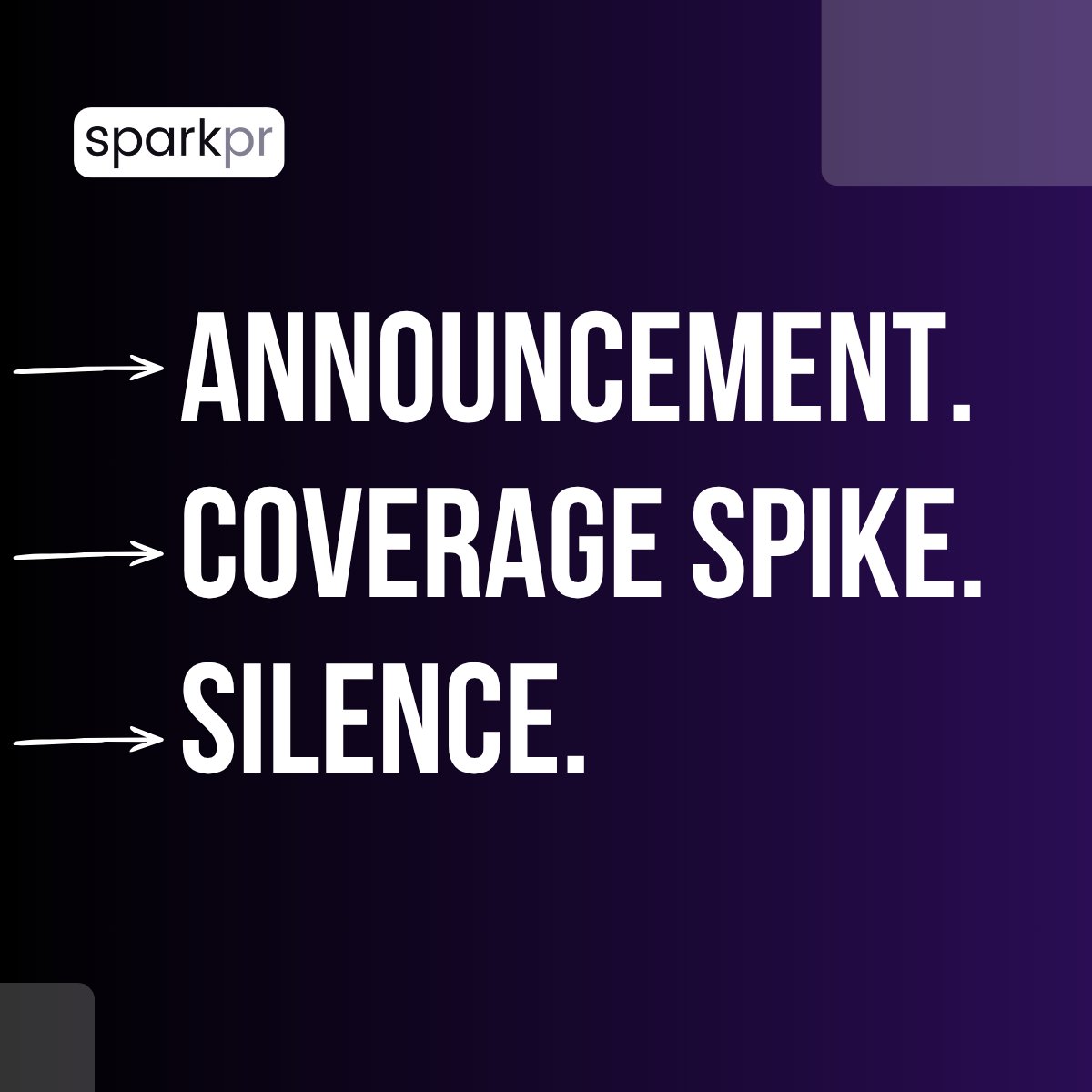 sparkpr's tweet photo. Most consumer tech launches follow the same arc:

→ Big announcement
→ Attention and coverage spikes
→ Silence

The problem is that most launch plans end the moment the embargo lifts.

The brands that sustain momentum plan the post-launch window before launch. That means they pace reviews, coordinate creator coverage, and build ongoing discovery opportunities well before day one.

A lightning strike is the beginning; rolling thunder is the strategy.

https://t.co/5BqUDjQ8vo 

#CES2027 #ProductLaunch #ConsumerTech