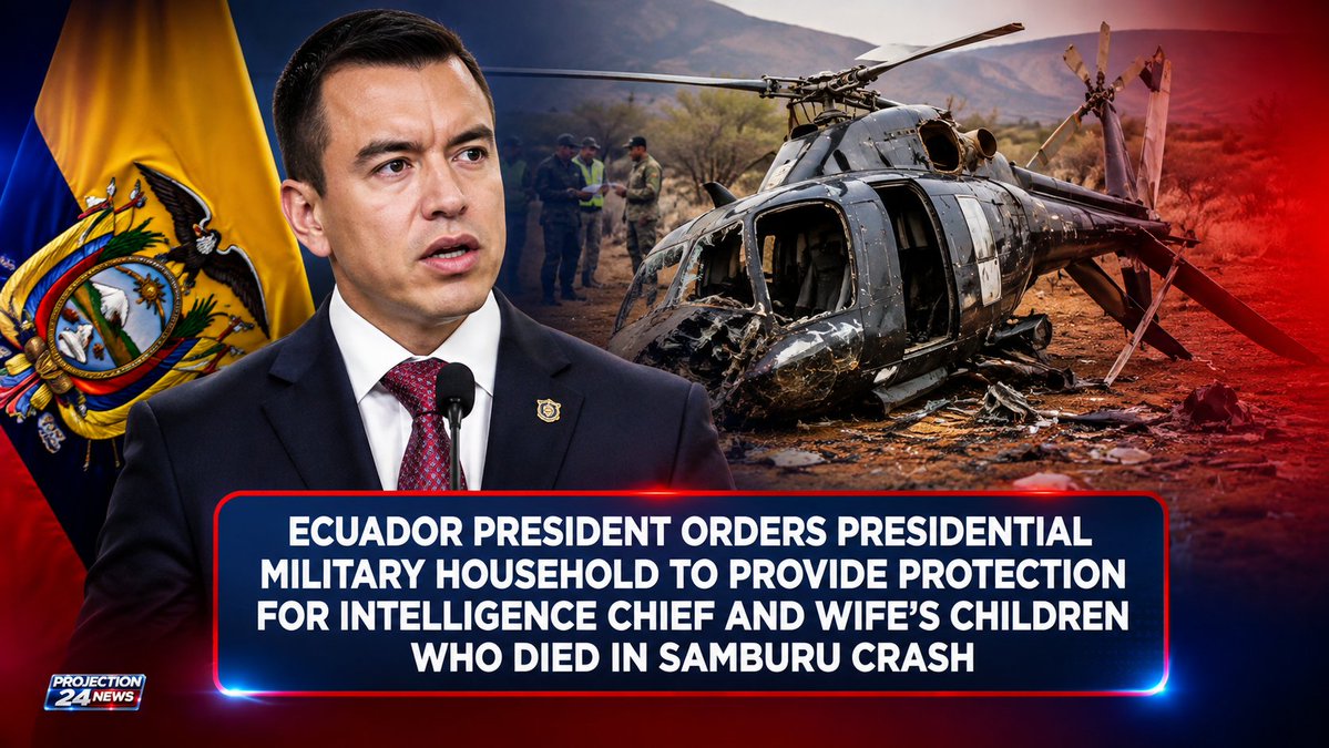 projection24's tweet photo. SAMBURU HELICOPTER CRASH : Ecuador President orders presidential military household to provide protection for Intelligence Chief and Wife's Children Who Died in Samburu crash #samburu #helicoptercrash https://t.co/5b0ZJ7PJHG