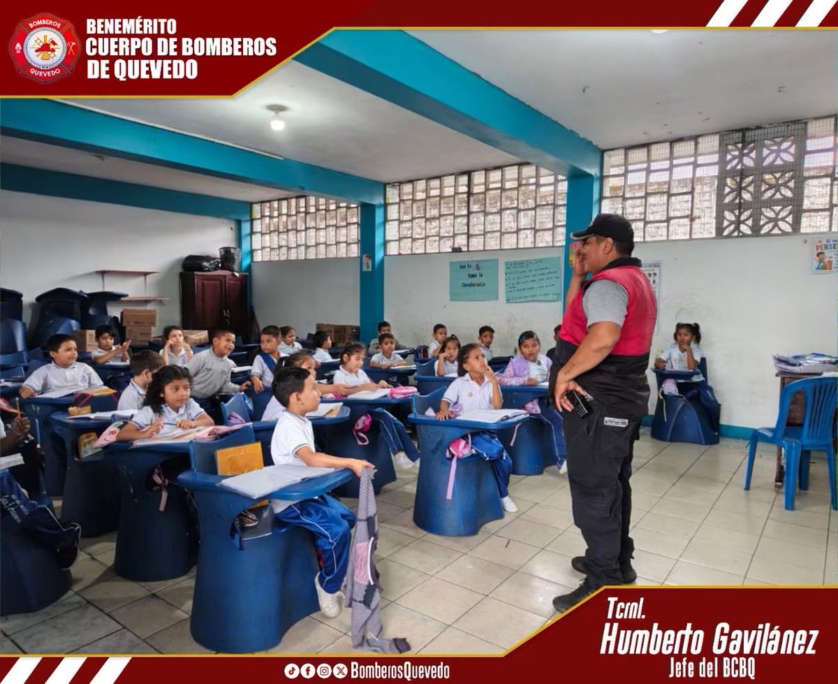 Bomberos_Queve's tweet photo. 🚒📚 El Benemérito Cuerpo de Bomberos del Cantón Quevedo realizó una jornada de capacitación y simulacro en la Unidad Educativa Carlos Julio Arosemena, fortaleciendo los conocimientos y la preparación de la comunidad educativa ante posibles emergencias. 🚨🧯

#BomberosQuevedo https://t.co/KZcy8akjGi