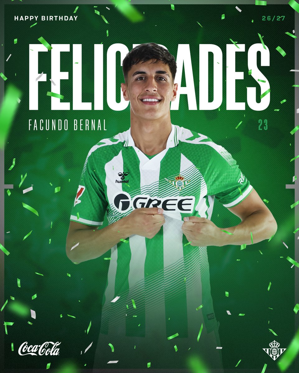 RealBetis's tweet photo. Hoy es un día muy especial para nuestro uruguayo 🥰

¡Feliz cumpleaños, Facu! 🇺🇾💚 https://t.co/H6BoqBh3Qh