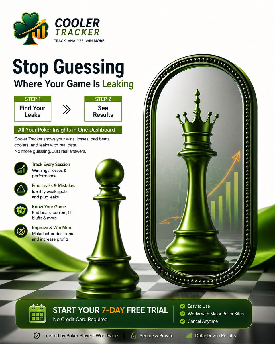 coolertracker_'s tweet photo. Stop guessing where your game is leaking.
β οΈπ Find your mistakes, plug your leaks, and turn weak spots into profit with real session data.
π Try 7 Days Free https://t.co/T9CwTcN1i0
#PokerData #PokerStrategy #OnlinePoker https://t.co/oXaneLO5Yi