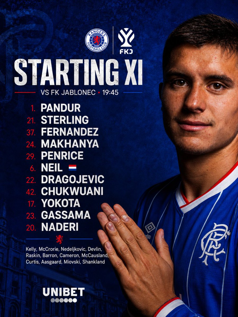 Lawrencersc7's tweet photo. 🆕 Tonight's Starting XI at Ibrox. https://t.co/bVYKdDMqnc