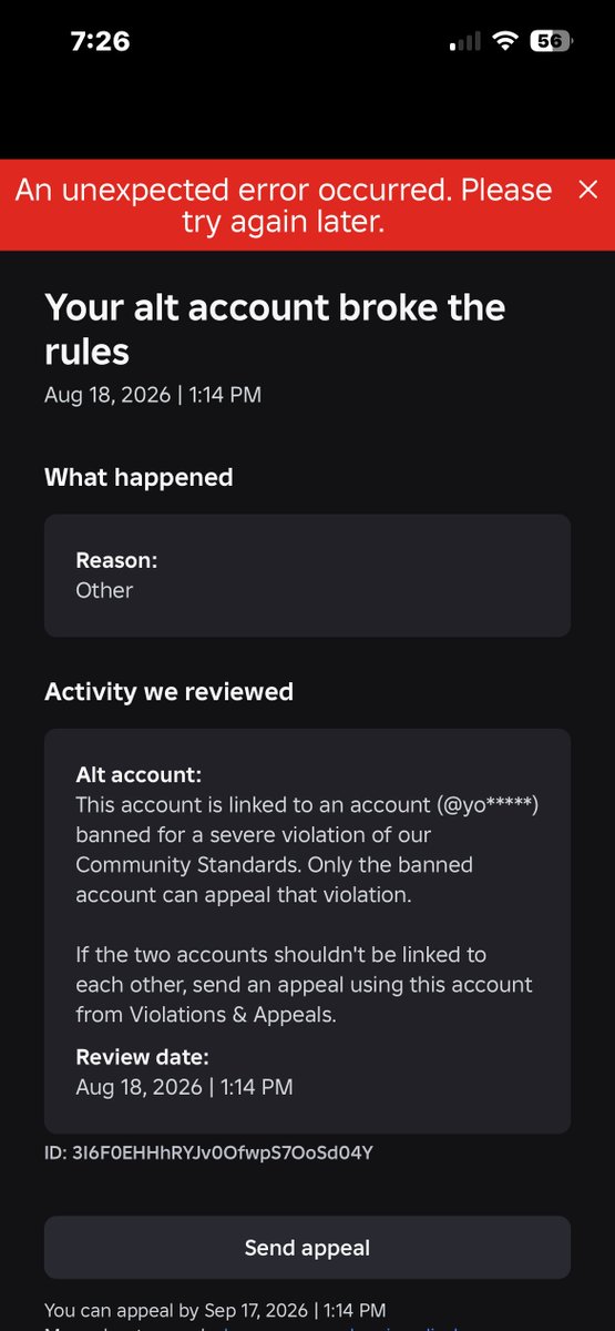 katsojay's tweet photo. Day 4 of me and my brother being falsely  terminated because my sister got banned when I try to appeal an error occurs can this be fixed i only have 26 days left to appeal
@KreekCraft @SharkBloxYT @FTC
@Roblox https://t.co/JKdIFAIIZD