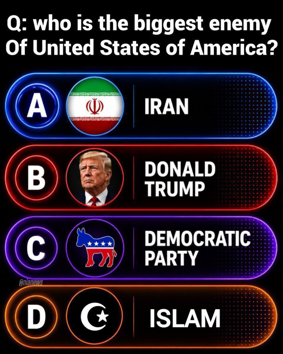 Travelodge_G's tweet photo. Everyone answer this one correctly!

Q: Who's the biggest enemy of USA right now?👇🇺🇸 https://t.co/gBdt4B0WDN