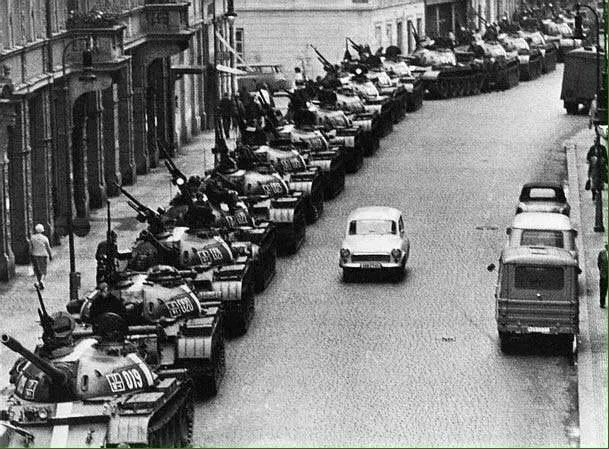 DarthPutinKGB's tweet photo. OTD in 1968 Soviet Russia invaded to save Czechoslovakia from the Prague Spring. Some of these tanks are in Ukraine today.

We said we were protecting them from Nazis. Imagine such a bullshit excuse today... https://t.co/STL3zWZerr