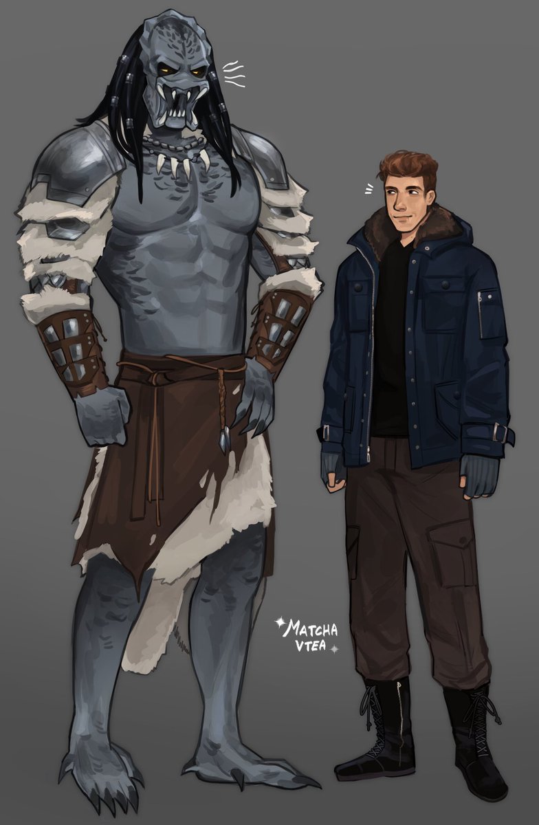 BehavedTanuki's tweet photo. One of my irls commissioned @matchavtea to draw me and my yautja oc he looks incredible omg https://t.co/R8VxlSWZ0X