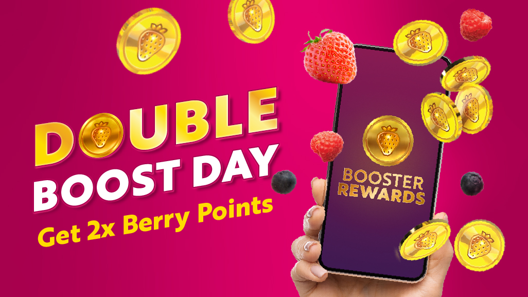 boosterjuice's tweet photo. Got plans today? Cancel 'em

Double Boost Day is back! Earn 2x Berry Points on your ENTIRE order on August 23, 2026. Offer valid at participating locations and on the Booster Rewards App. In store, Booster Rewards members must scan in with the Booster Rewards App at the time of purchase to qualify. Only valid on qualifying transactions; purchases of gift cards are not eligible. Management reserves all rights.