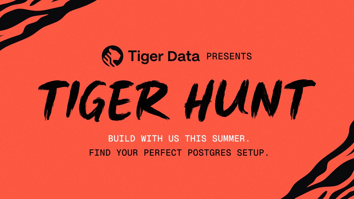 TimescaleDB's tweet photo. Task 2 of Tiger Hunt: create a hypertable.

One line of SQL. Your table gets partitioned by time automatically, so queries stay fast as rows pile up instead of degrading until someone schedules a migration.

That's why you do it early. https://t.co/ASPQ8E3ETA https://t.co/TuZysYY8qa