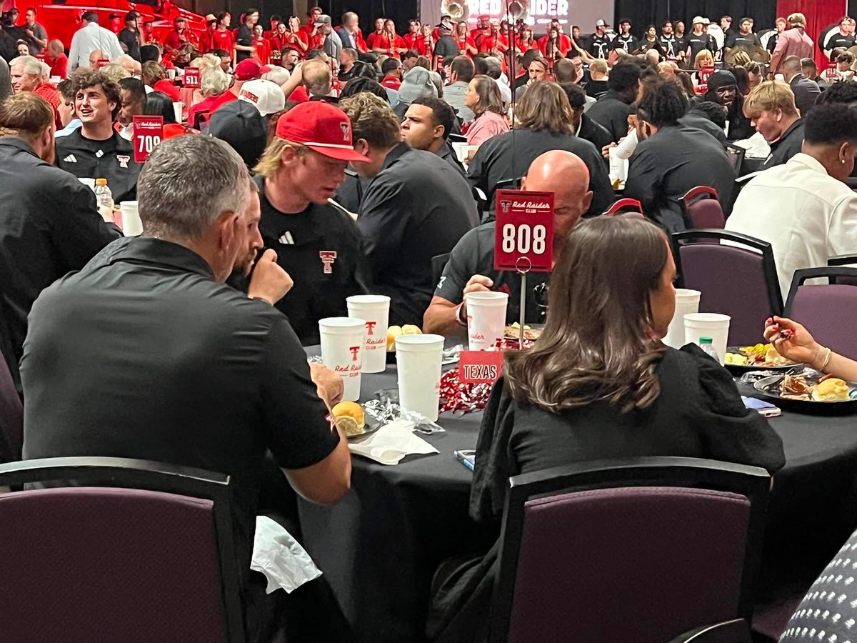 jrileywx's tweet photo. The 2026 Texas Tech Kickoff Luncheon is underway! Excited to hear that the student section is officially being renamed ‘The Jones Student Section’ at Galaxy Stadium! #WreckEmTech #GunsUp
📸: @CollieronTV https://t.co/0340lO396J