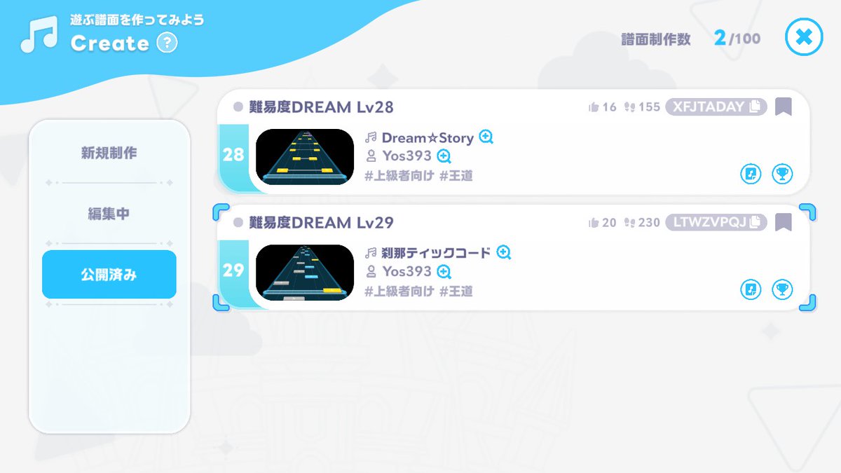 Yos131x3's tweet photo. リリース初日に投稿した2譜面が結構遊ばれてて嬉しい
プレイ回数に対するグッド率も1割くらいあってそれなりに楽しんでもらえてる感
#ホロドリ https://t.co/AzXNdiLpEt