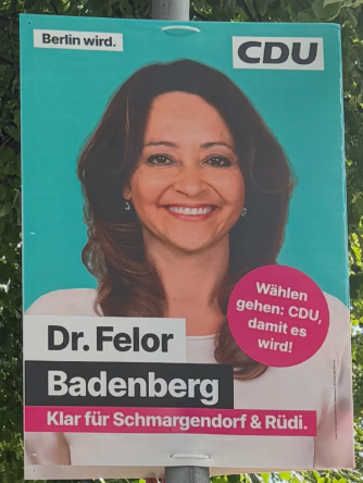 SprachPhilo's tweet photo. Da ist er, der Doktortitel von Felor #Badenberg auf aktuellen Wahlkampfplakaten der #CDU in Berlin. https://t.co/IwGhENMw4y