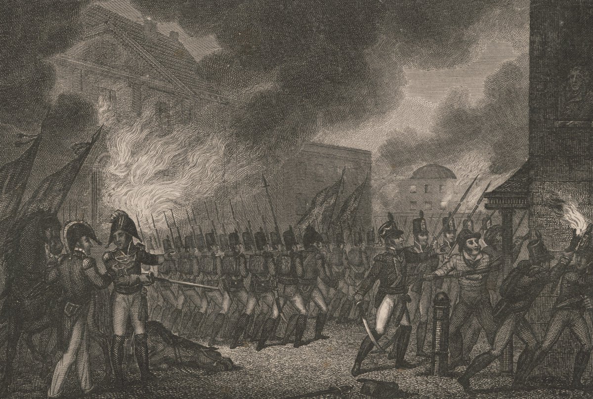 URDailyHistory's tweet photo. 24 Aug 1814: During the War of 1812, British troops invade Washington, D.C. and burn the White House, the #Capitol and other buildings. The Treaty of Ghent, which was signed on December 24, ended the war in a stalemate. #History #OTD #Warof1812 #WhiteHouse #ad https://t.co/NMkfZPjUkt