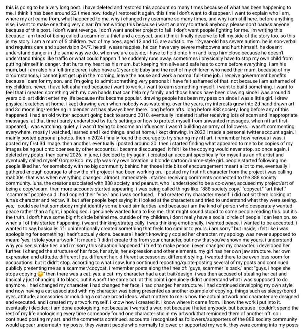 GorgezBoo's tweet photo. my dear followers, GorgezBoo 👽
nft collection community and
@elonmusk @x @opensea ❤️
if this post ever reach you, i appreciate if you would take your time and read all of it 👇 https://t.co/AhuuRT71Ip