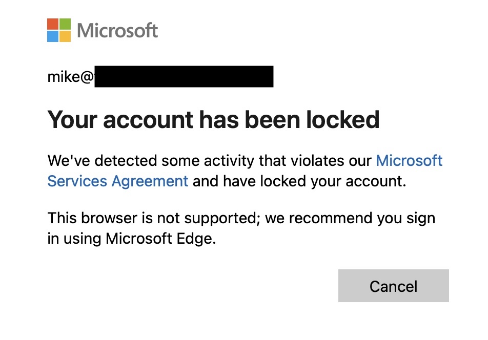 grayzoneintel's tweet photo. this afternoon i have a client call who can only meet on microsoft teams.
so i create a microsoft teams account. set up a password, billing, 2FA, etc etc. an overly laborious process.
then i download their teams desktop app. log in, set up a passkey, re-enter my information to get that set up.
finally get to schedule a meeting, but i can't. so i click to see why. it's logged me out.
okay, microsoft. so i log back in.
but my account has been locked.
so i ask its chat bot why. no help, obviously, but it says open up a trouble ticket. okay.
so i fill out the trouble ticket form with my information and a description of what happened. again, laborious.
then i get an auto-response saying that i can't communicate with the support team because the email address i entered on the support ticket is the same as the email on the account that was locked.
microsoft, this is why everyone hates you.