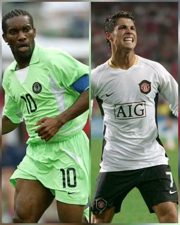 Drips451's tweet photo. I’m just sitting on one side, observing this Jay-Jay Okocha and Ronaldo matter 😂

But honestly, all I’ll say is this: Ronaldo fans will explain and defend him  tire. https://t.co/DO0aw3qhm6