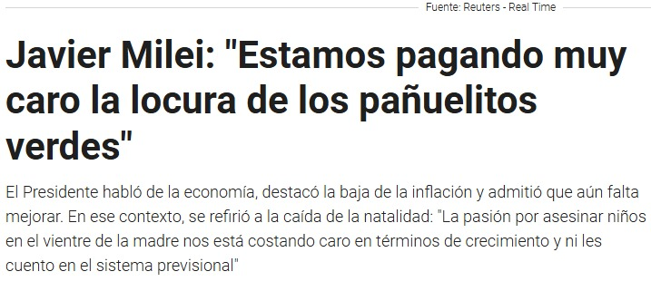 PabloJulianoLP's tweet photo. Según Milei, cae la natalidad por culpa de la ley de IVE. Pero el presidente no quiere ver aquello de lo que supuestamente sabe: la economía. 

En Buenos Aires, criar un hijo cuesta entre 1 millón y 1,6 millones por mes. ¿Cuántos matrimonios pueden afrontar estos costos a la hora de planificar una familia? 

Un informe de la ONU dice que el 57% de los argentinos quisiera tener más hijos, pero el bolsillo se los impide. 

Más datos y menos relatos ultra ideologizados.