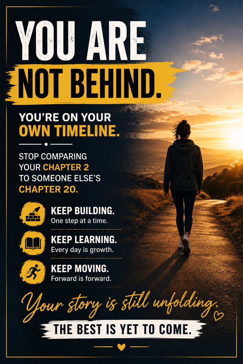 OnuhIfeomablog's tweet photo. You are not late. You are simply walking a different path.

Never compare your beginning to someone else’s middle. Everyone has their own timing, journey, and story.

Keep growing. Keep learning. Keep pushing forward.

Your chapter is still being written, and the best parts may be yet to come.
#reelsfb