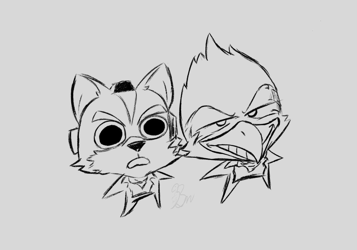 bluemaplepie's tweet photo. Yes. (Falco blew that shii up) 

I’m away from home and didn’t get sleep from my stupid big brother sooo have a lazy one today. 

#starfox #falcombardi #sketch #FoxMcCloud #nintendostarfox #doodle https://t.co/ogwRWL2FFq