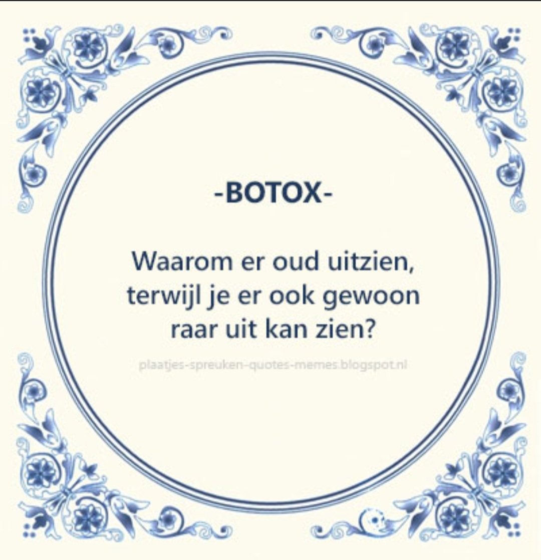 dbrplaatjes's tweet photo. Meer leuke tegelspreuken vind je hier! --> https://t.co/DInw7Sy1ru
#humor #leuk #grappig #tegelspreuk #botox https://t.co/JcdpOB1U1H