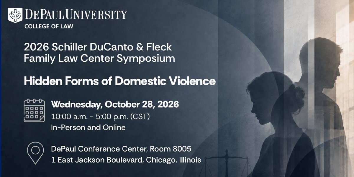 DePaulLaw's tweet photo. Join DePaul Law’s Schiller DuCanto &amp; Fleck Family Law Center on Oct. 28 for a timely discussion on economic violence, technology-facilitated abuse, traumatic brain injury and hidden domestic violence in family law cases. 

Learn more and register: https://t.co/4FYxn8lKtJ https://t.co/2HrixJqbeI