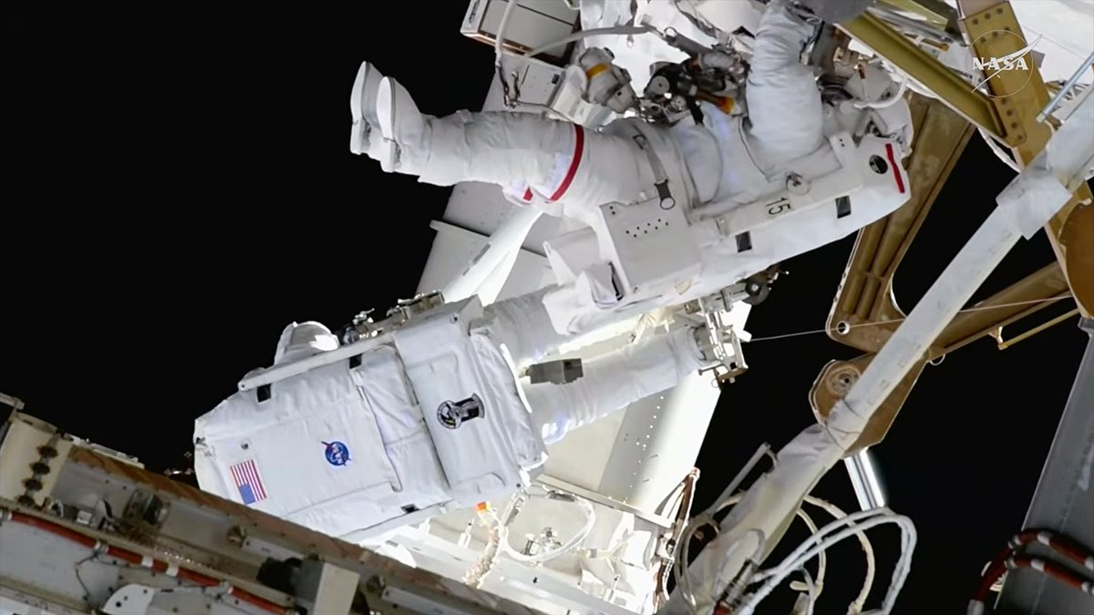 spaceiucom's tweet photo. A historic spacewalk! 👩‍🚀

NASA astronaut Anil Menon and French astronaut Sophie Adenot removed a failed antenna from the ISS, but ran out of time to install its replacement.

The mission marked a first for Adenot, who became the first French woman to perform a spacewalk! https://t.co/954zi5Rrlh