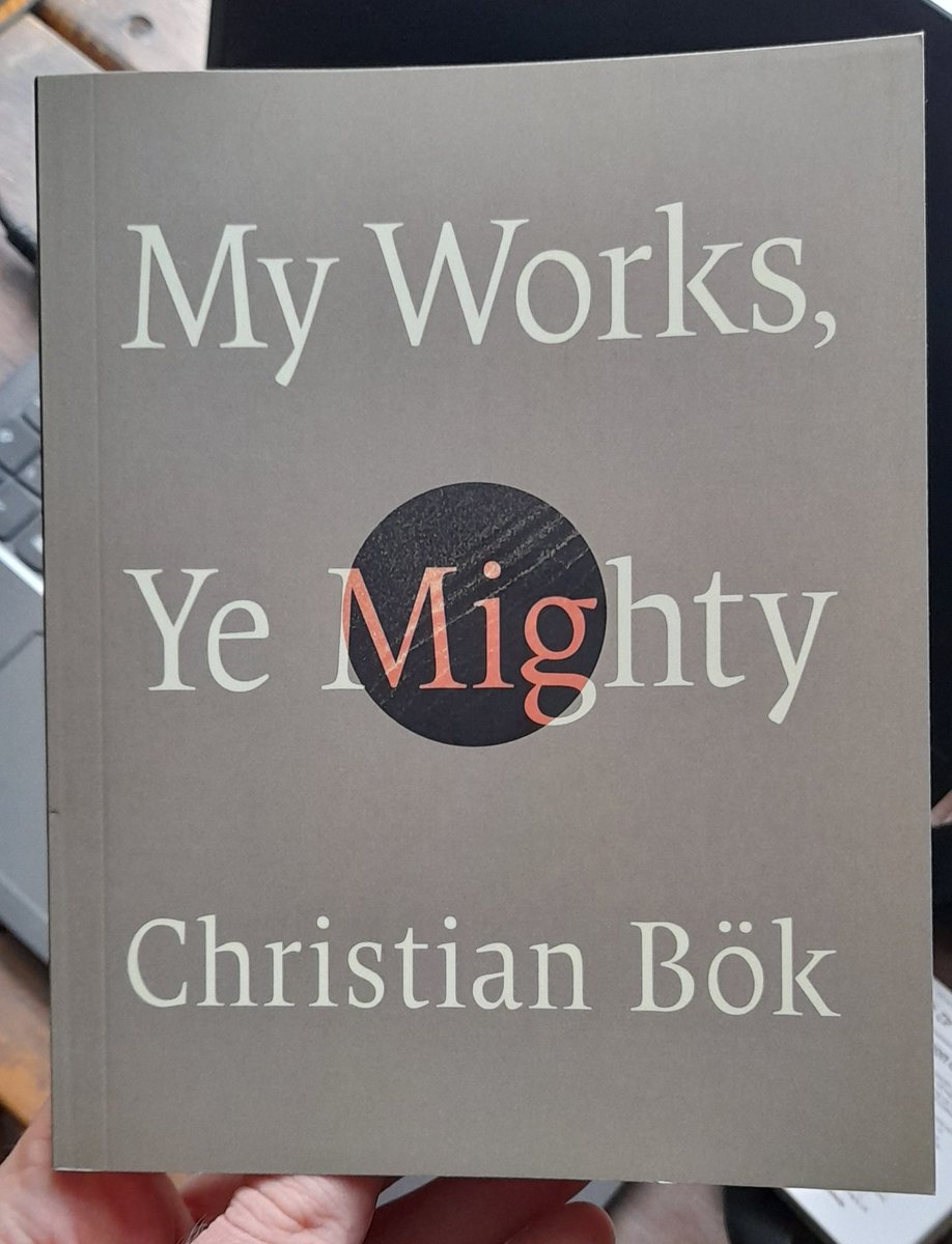 FairGoose's tweet photo. Another nice one by mad prof Bök. The reflections on micro- and macrocosmic scale in poetry which make up most of this are quite interesting but the opening poem, from which this here is a random excerpt, is the best bit https://t.co/kRPsTfyIe0