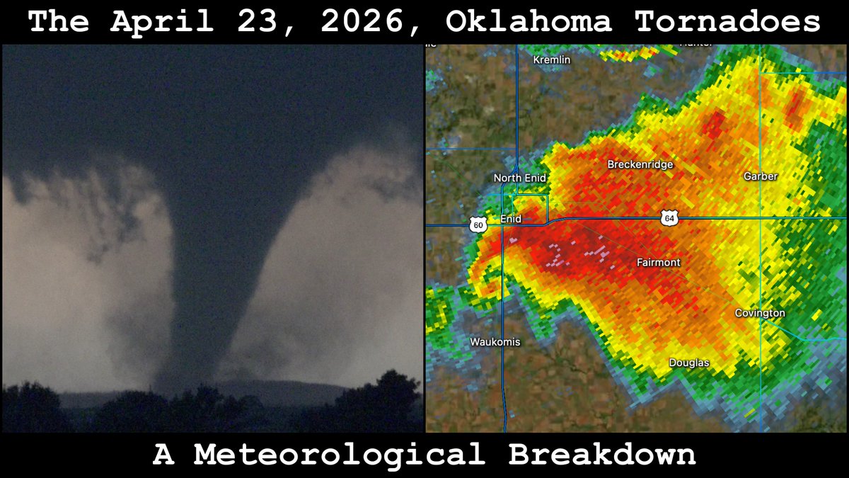 ConvChronicles's tweet photo. LINK: https://t.co/7iyNzCc7d0

In-depth breakdown of the April 23, 2026, tornado event in northern Oklahoma, which included the Braman EF1 and Enid EF4. We'll take a deep dive into the meteorology behind the setup to determine why these storms were so intense, and we'll analyze a bunch of radar data in search of unique storm interactions, behaviors, and more. This will include an exclusive look at high-resolution data from OU's RaXPol mobile radar that has yet to be released to the public.