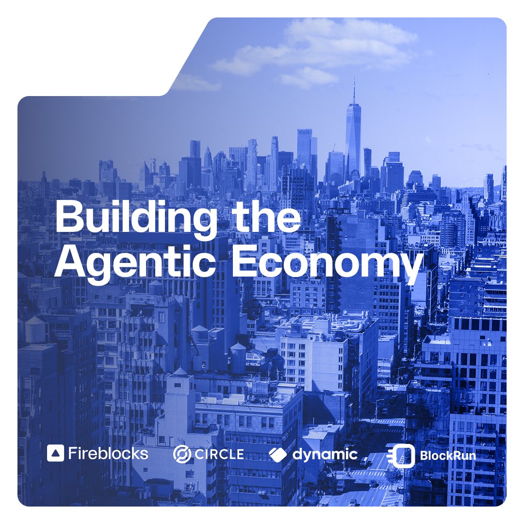 FireblocksHQ's tweet photo. Agents can discover services, call APIs, and pay in real time.

The agentic economy is being built now.

Join us at our NYC HQ with @circle, @dynamic_xyz, and @BlockRunAI.

Panel, live demos, 🍕, networking.

Aug 28, 6-8:30pm

RSVP: https://t.co/PMXw2GY24U https://t.co/6D4gzxJpim