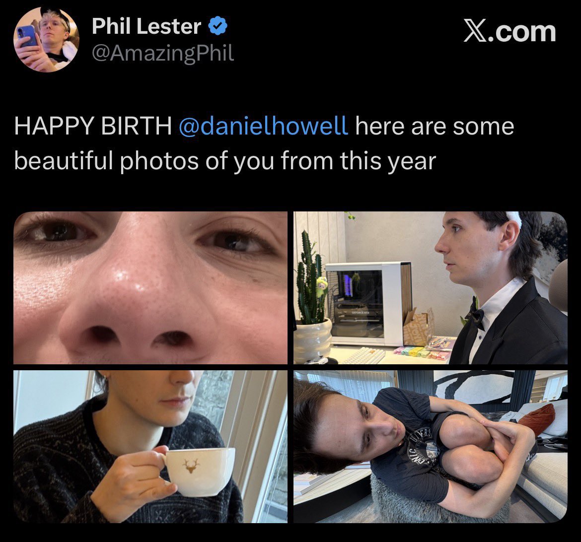 vmpirednp's tweet photo. do you guys remember when phil posted dan EVERYWHERE on dan's first birthday being publicly his boyfriend 💔💔 that's his man https://t.co/UYFnYhma51