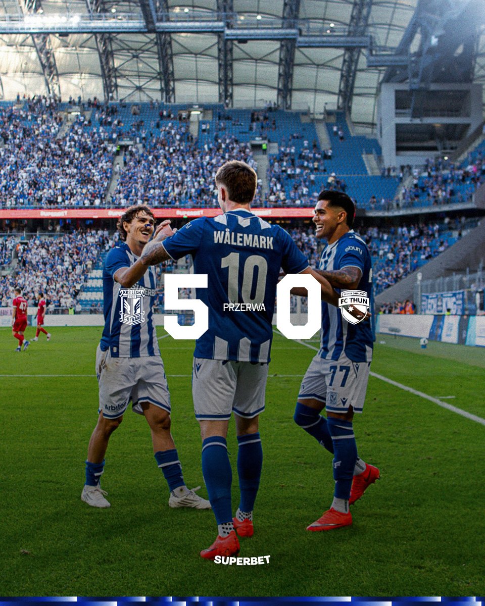LechPoznan's tweet photo. ⏸️ Drużyno, w drugiej połowie kontynuujmy to.
__
45'+3 #LPOTHU 5:0 https://t.co/dwGlySnvKj