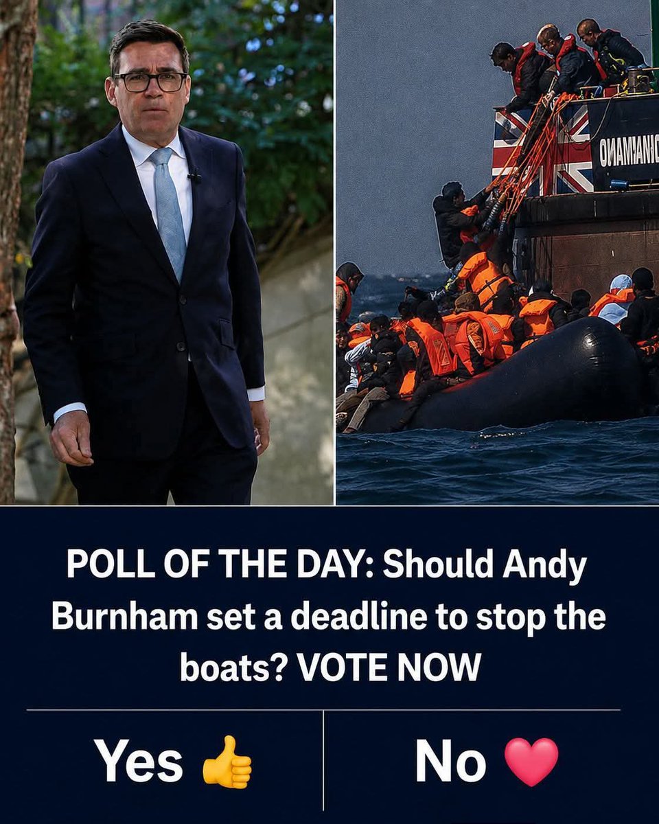 Rising_america2's tweet photo. 🚨 UK Boat Crossings: Your View?
Should stronger action be taken to stop small-boat crossings? 🤔

🇬🇧 Have your say — Yes 👍 or No ❤️? https://t.co/4jTqRAUzsN