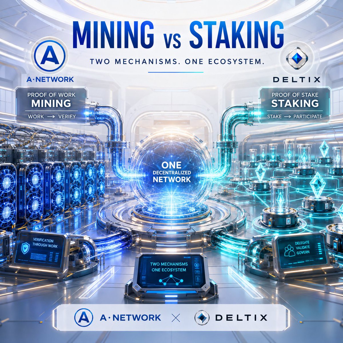 NexaANetwork's tweet photo. Mining and staking solve different parts of the decentralized equation. ⚡

One focuses on work and verification.
The other focuses on stake and participation.

Different mechanisms. Complementary roles. One bigger ecosystem. 🌐

@ANetworkLLC
#ANetwork #ANet #wANet #DLTX #wDLTX https://t.co/9G9aIFFomo