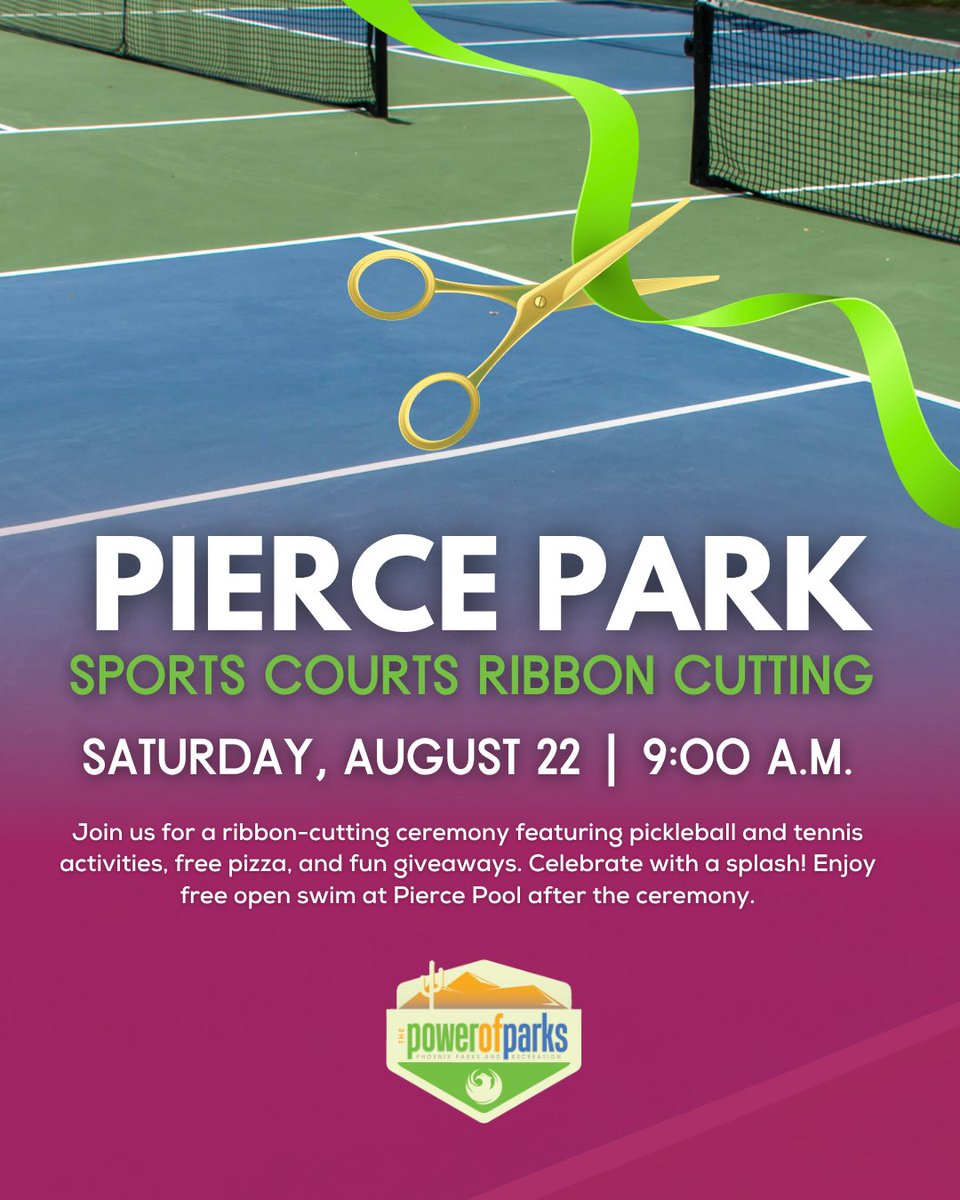 PhoenixParks's tweet photo. Come celebrate with us THIS SATURDAY! 🎉Join us for the ribbon cutting of the new sports courts at Pierce Park.📍Pierce Park - 2150 N. 46th St.⁣ https://t.co/rG3ecGgCKM