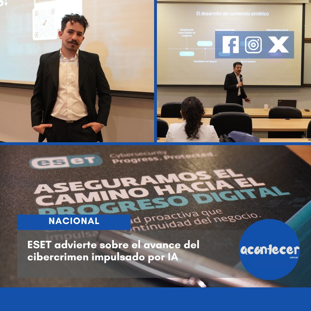 acontecercomsv's tweet photo. 🤖⚠️ Los deepfakes ya son una amenaza real. @ESET advierte que la IA está siendo utilizada para potenciar fraudes, suplantaciones y campañas de desinformación. 🎭💻🔐
Nota https://t.co/C4RtEopTsP
#Ciberseguridad #InteligenciaArtificial #Deepfakes #ESET #ElSalvador https://t.co/hHG7VOHDlU
