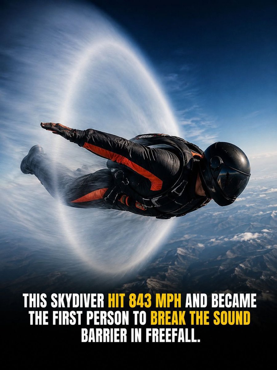 HistWhispers's tweet photo. On October 14, 2012, one man stepped out of a capsule nearly 24 miles above Earth and then did something no human had ever done before. 🚀🌎

Felix Baumgartner climbed to about 128,000 feet above New Mexico inside a helium balloon before stepping into the stratosphere wearing a pressurized suit. What followed was a 4-minute, 20-second free fall that pushed human limits to an unbelievable level.

Within seconds of leaving the capsule, Baumgartner accelerated to a verified maximum vertical speed of 843.6 mph (1,357.6 km/h), or Mach 1.25 faster than the speed of sound. He became the first person to break the sound barrier in free fall without an aircraft or engine. 🤯💨

But the jump wasn't simply a daredevil stunt. The Red Bull Stratos mission was also a major human-flight experiment. Scientists collected more than 100 million physiological data points, including information from Baumgartner's heart and respiratory systems while he traveled at supersonic speed. The findings helped researchers better understand the risks involved in high-altitude escape and future human flight.

The mission also produced official records for maximum vertical speed, highest exit altitude, and greatest vertical distance of free fall. During the descent, Baumgartner even entered an uncontrolled spin before regaining stability a reminder of just how dangerous the jump really was.

More than a decade later, the footage still looks almost unreal: one human being falling toward Earth from the edge of the stratosphere at supersonic speed. 🌎🚀

Would you have had the courage to step out of that capsule? 👀

#Space #Astronomy #Science #NASA #Astro4Space #SpaceFacts