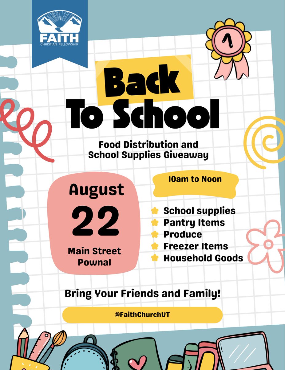 FaithChurchVT's tweet photo. Remember to stop by for some school supplies and other household needs at our monthly FOOD DISTRIBUTION on Saturday - 10am to noon! https://t.co/SabFnxH1vK