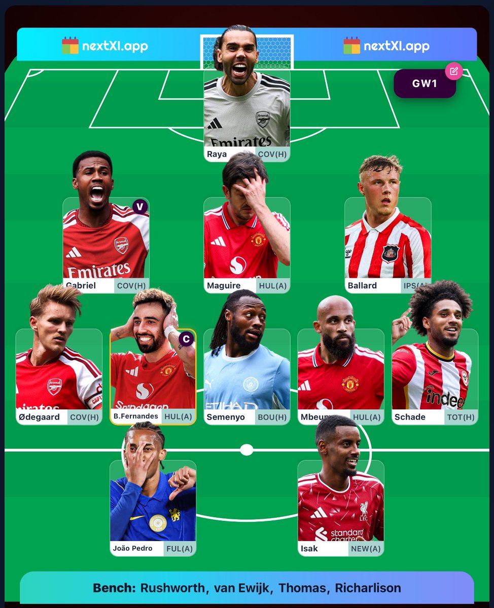 JamesFarmerMUFC's tweet photo. 🚨 I NEED SERIOUS HELP!! 🚨

I don’t know what to do 😅 I’m currently planning a gameweek 2 bench boost and either gw3 free hit or wildcard 💥

Should i just stick to the template/meta 🤔

I REALLY need you’re help 👇👇 https://t.co/68QVHSiLNZ