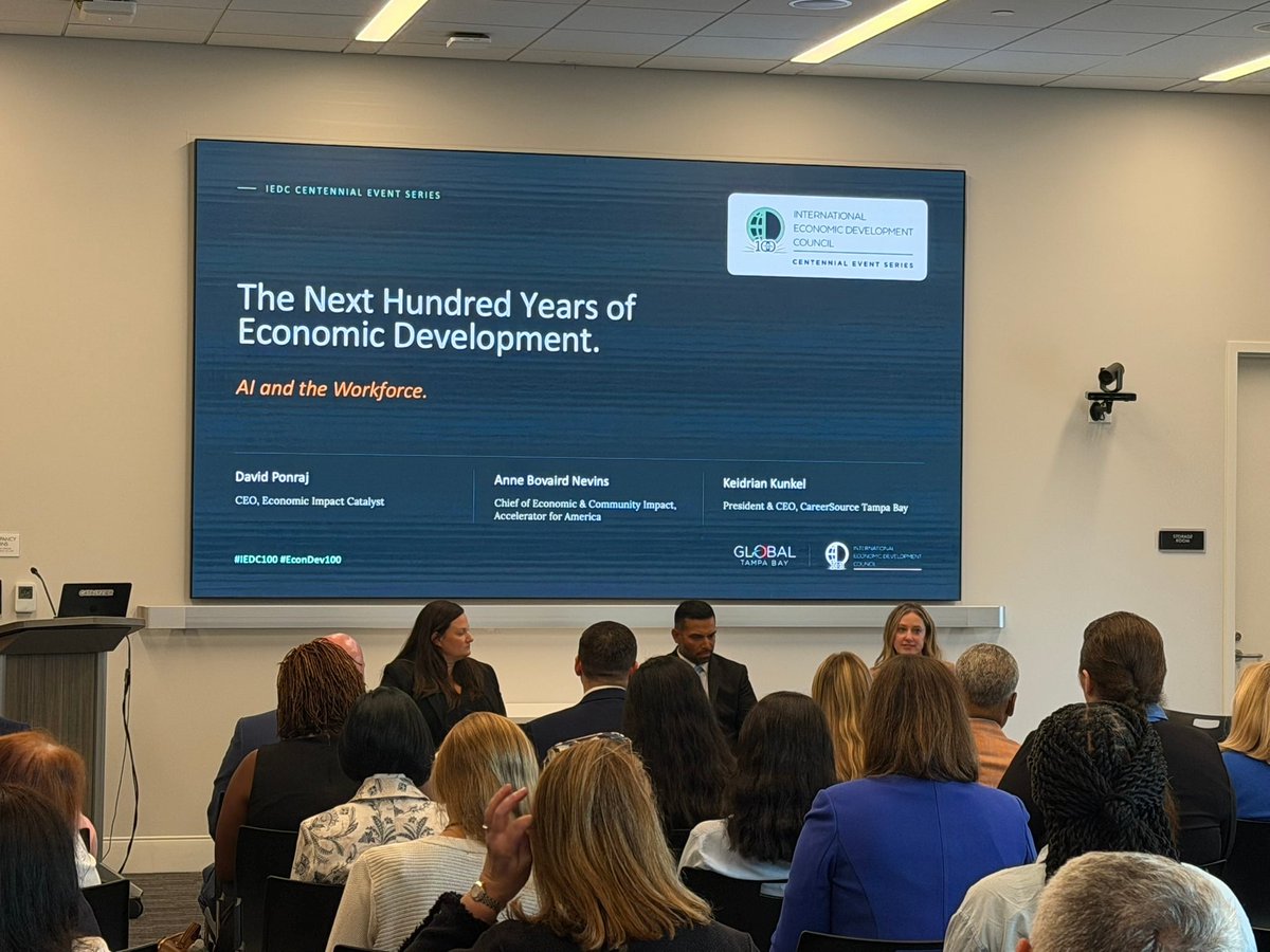 PascoEDC's tweet photo. Thank you to everyone who joined us this morning as we discussed "The Next 100 Years of Economic Development: AI and the Workforce" hosted by @IEDCtweets and Global Tampa Bay! #PascoProud #PascoBizConnect @TampaEDC @PinellasBiz https://t.co/RQTUtoxwNY