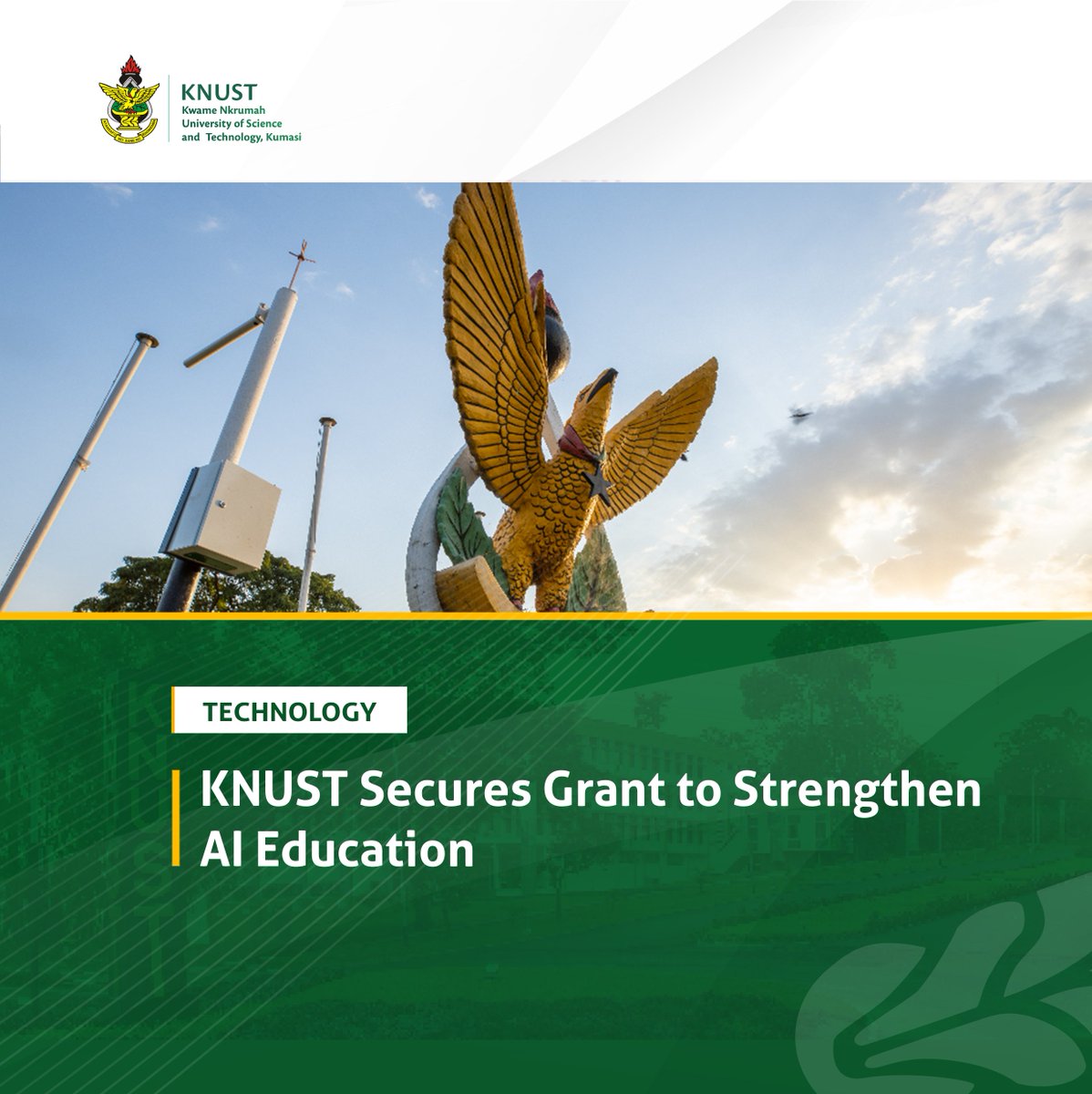 KNUSTGH's tweet photo. Kwame Nkrumah University of Science and Technology, Kumasi (KNUST) has secured a US$45,864 grant to strengthen artificial intelligence education, research and innovation under the Africa AI Upskilling Programme.

The University is among selected higher education institutions in Ghana, Nigeria, Kenya and South Africa participating in the continental programme, which seeks to build a sustainable and scalable ecosystem for advanced AI education in Africa.

Learn more here⬇️
https://t.co/0aXUudmmIM