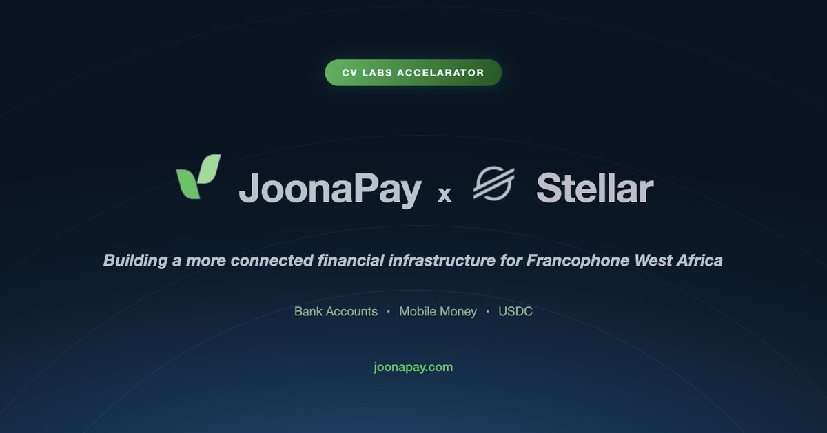 joona_pay's tweet photo. ✅ JoonaPay has joined the @StellarOrg Accelerator!

Same dashboard. More payment routes.

Thank you to Stellar CV Labs, and every pilot customer who continues to trust us as we build.

#JoonaPay #Stellar #Fintech #UEMOA #Payments #Treasury #AfricanFintech https://t.co/ssb4RZSDbn