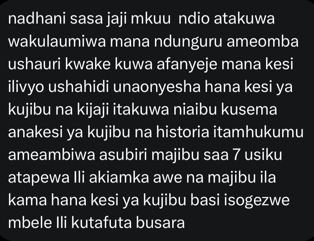 MariaSTsehai's tweet photo. Haya tunaambiwa na mdau kuna simu inasubiriwa saa 7 usiku wa manane tujue maamuzi! 
Ila hawa ma fomfoo feliaz wanachosha! Nchi inaendeshwa kiwaki ila sisi tunasema #FreeTunduLissu 
Hatupoi! https://t.co/2yyopzBFio