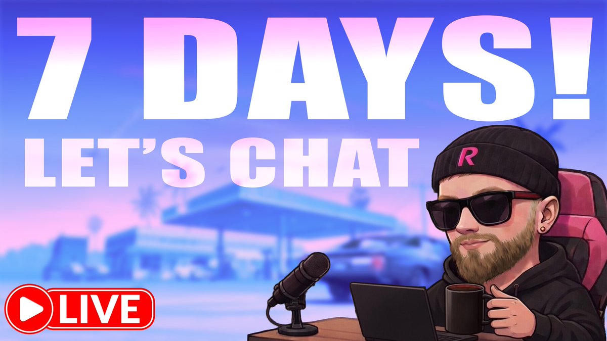 rockstationonx's tweet photo. Going live on YouTube now to talk about everything GTA 6 related.

It’s been hectic over the last few days, but most importantly it’s only one week until the extended look!

Just trying to keep my focus on that at the moment.

Hope you guys get a chance to pop over. https://t.co/hPR1MXe133