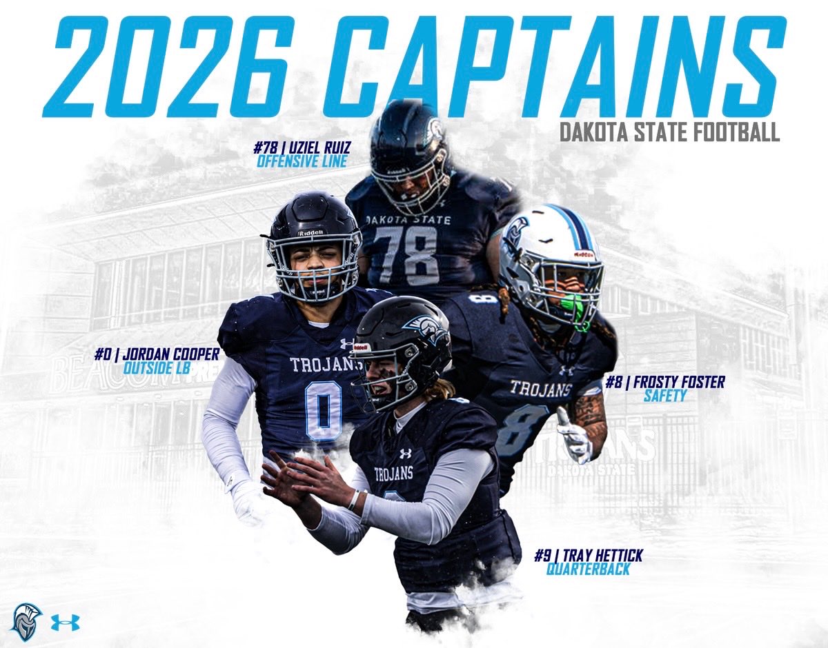DakSt8Football's tweet photo. @DSUFootball 2026 Captains!!
#TGOD https://t.co/ZoAijHpgkz