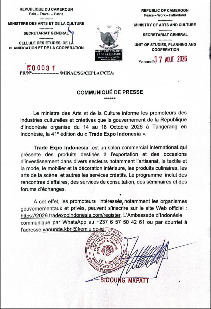 MINAC237's tweet photo. Opportunity for art and culture actors
@joDionNgute 
@UnescoYaounde https://t.co/ghm3dczOqL